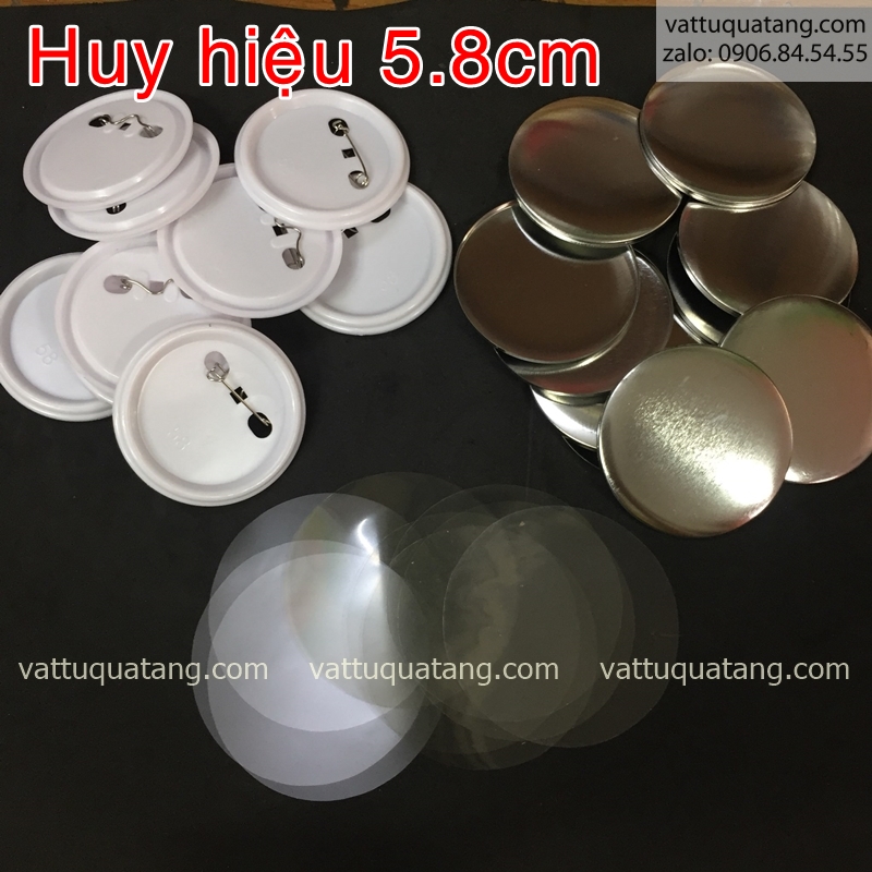 Combo 100 cái phôi huy hiệu nhựa tròn - 5.8cm kim cài