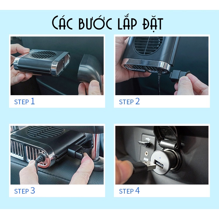 Quạt thổi gió làm mát lưng ghế xe hơi 3 tốc độ