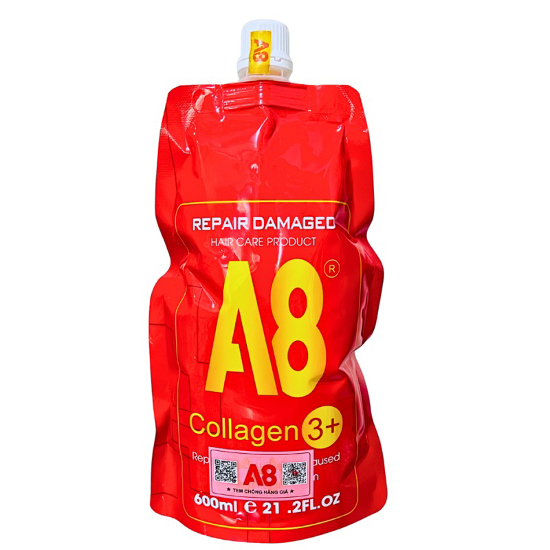DẦU HẤP Ủ TÓC COLLAGEN A8 PHỤC HỒI SIÊU MƯỢT (ĐỎ) 600ML