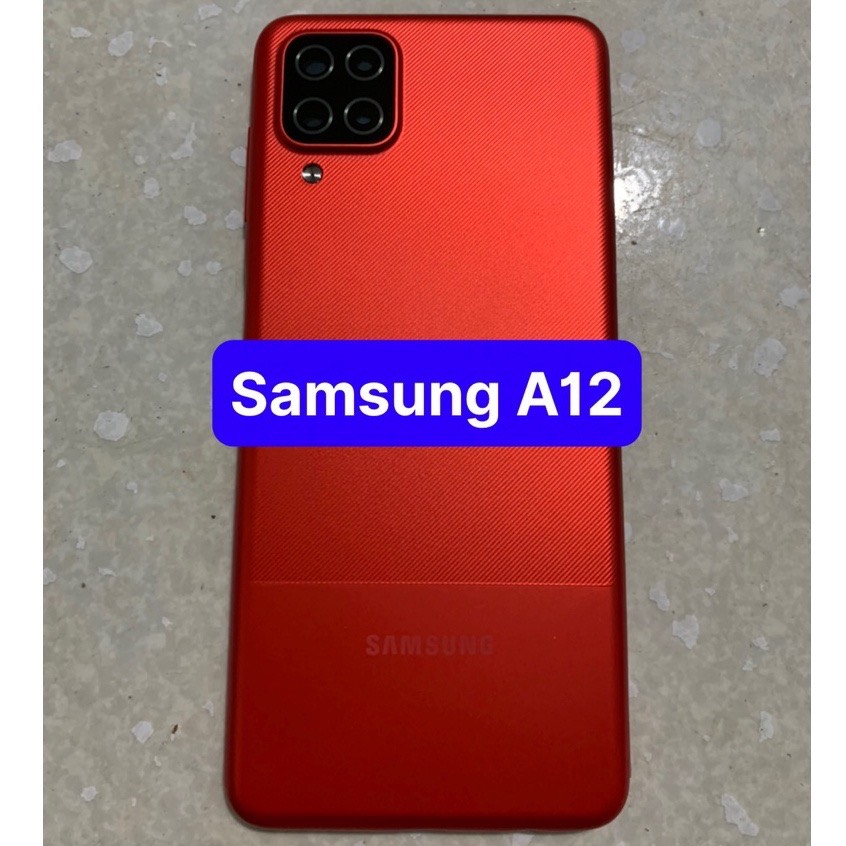 Lưng vỏ samsung A12 ,kèm khay sim,phím và kính camera lắp sẵn