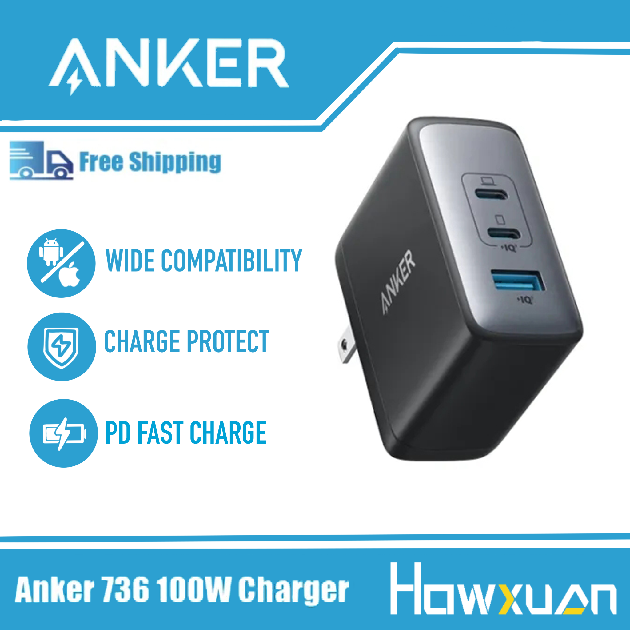 Anker 100W USB C Charger, 736 Charger, 3