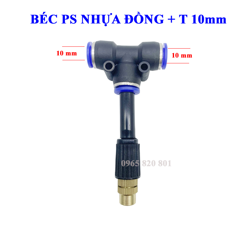 Béc phun sương đồng đơn kèm T 8,10,12mm