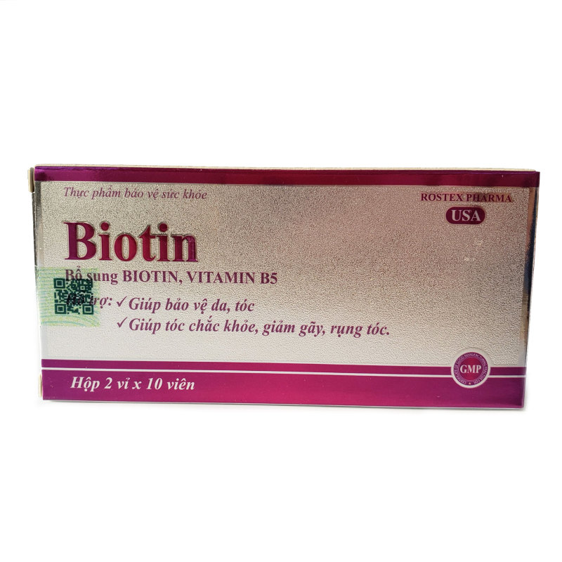Viên uống bổ sung Biotin, Vitamin B5 giúp tóc chắc khỏe, giảm gãy rụng tóc, đẹp da 60 viên