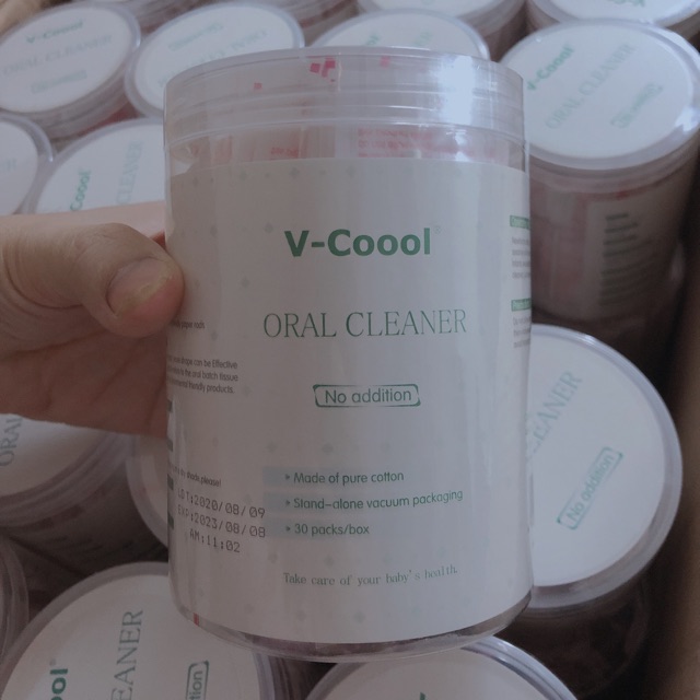 [ Hộp 30 Que ] Gạc Rơ Lưỡi V-Cool Vệ Sinh Răng Miệng Cho Bé