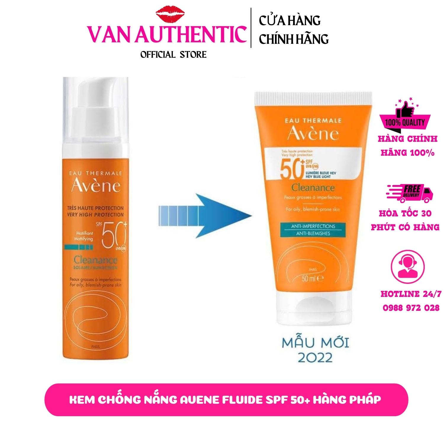 (AUTH- PHÁP) Kem chống nắng Avene Dry Touch Fluide SPF50+ 50ml