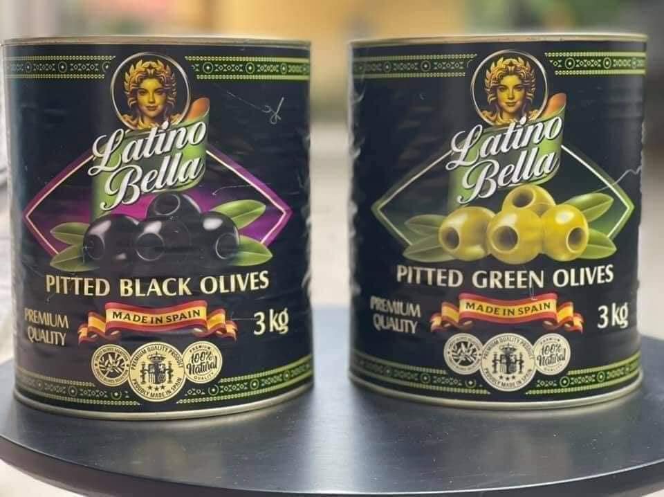 [Date 2028] [Origin: Spain] Green Olives / Black Olives with Pits Removed Latino Bella 3kg Box