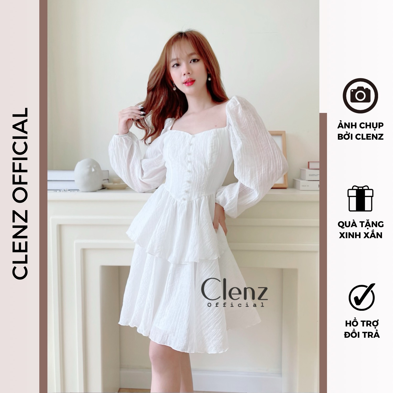 [ Clenz - Váy thiết kế cao cấp ] Đầm tiểu thư tay dài cổ điển D11