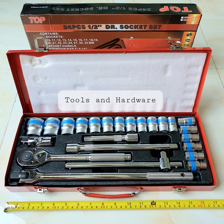 [Ảnh thật] [Chính hãng] Bộ tuýp khẩu hãng TOP 24 chi tiết hệ 1/2 inch nhập khẩu Đài Loan chuyên để sửa xe máy