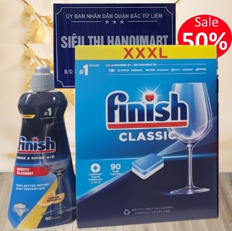 Combo Viên rửa bát Finish 90 viên hoặc Nước Bóng Finish 400ml Ba Lan