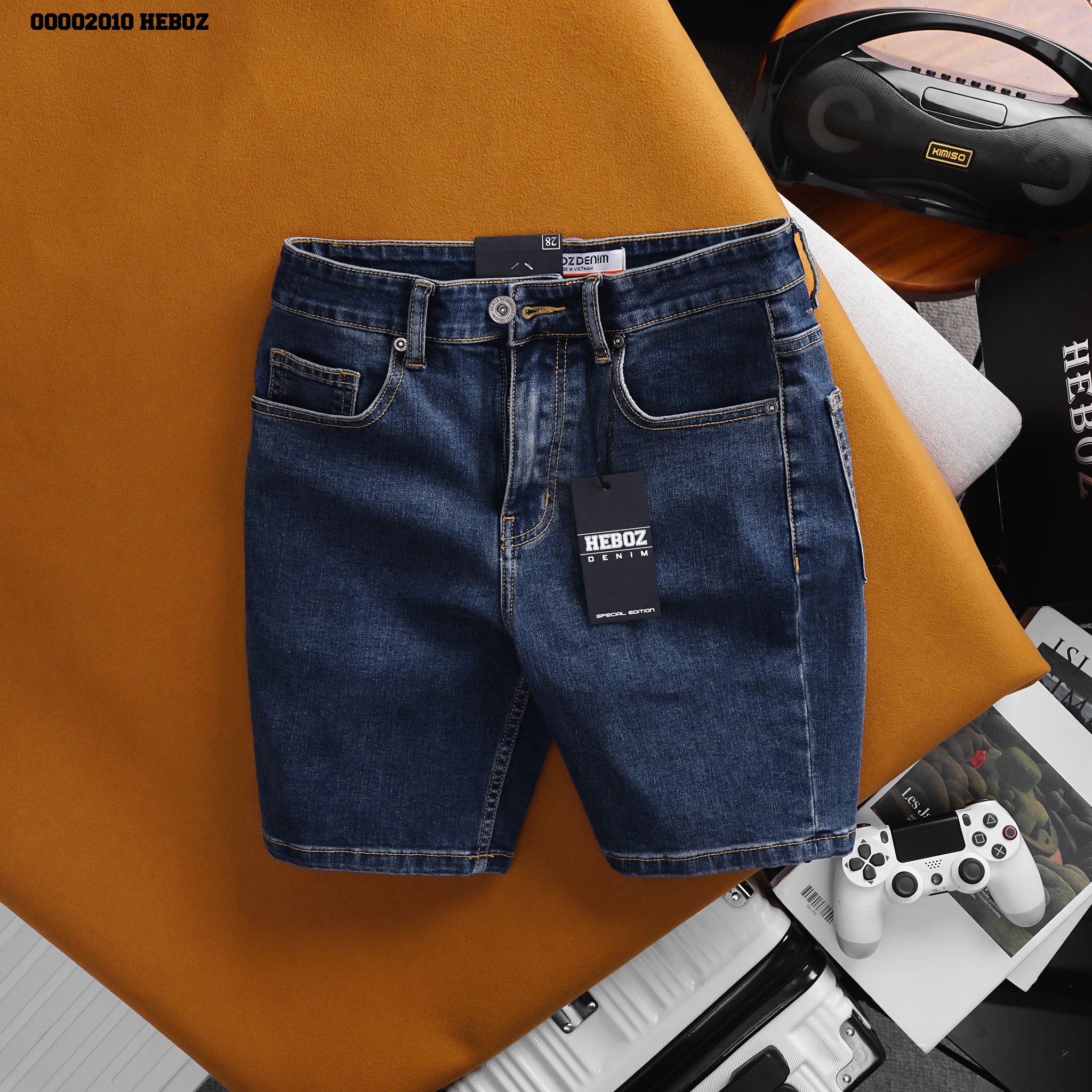 Quần short jean basic slim Heboz 3M, quần đùi nam chất vải denim co giãn - 00002010