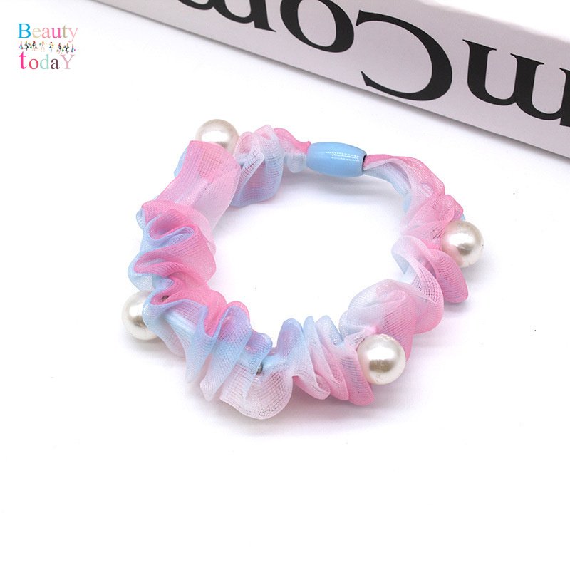Combo 03 cột tóc scrunchies voan rainbow mix ngọc
