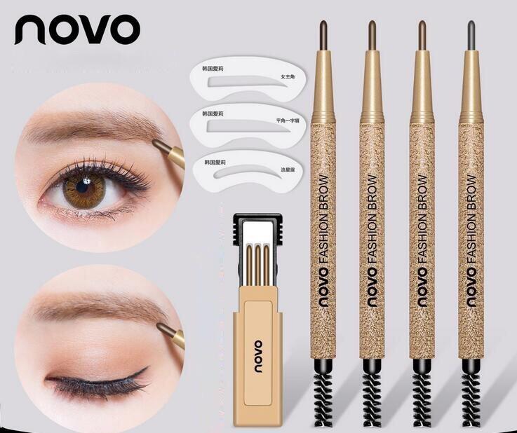 Bộ chì kẻ mày định hình 3 kiểu Novo - gồm 3 chì + 3 khuôn vẽ + 3 ruột thay thế