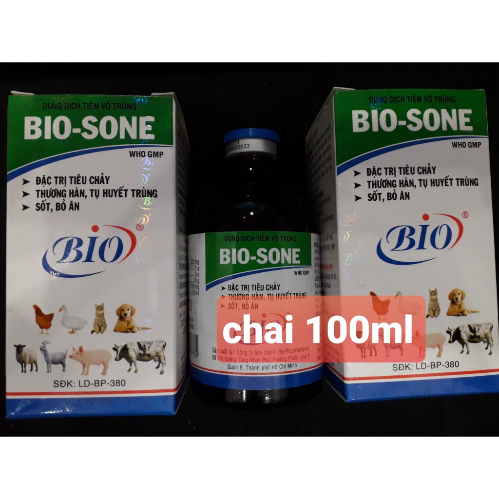 Bio Sone. Tiêu chảy, thương hàn gà, vịt heo, chó, mèo