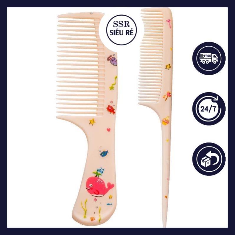 Combo 2 lược chải tóc nhựa họa tiết cute