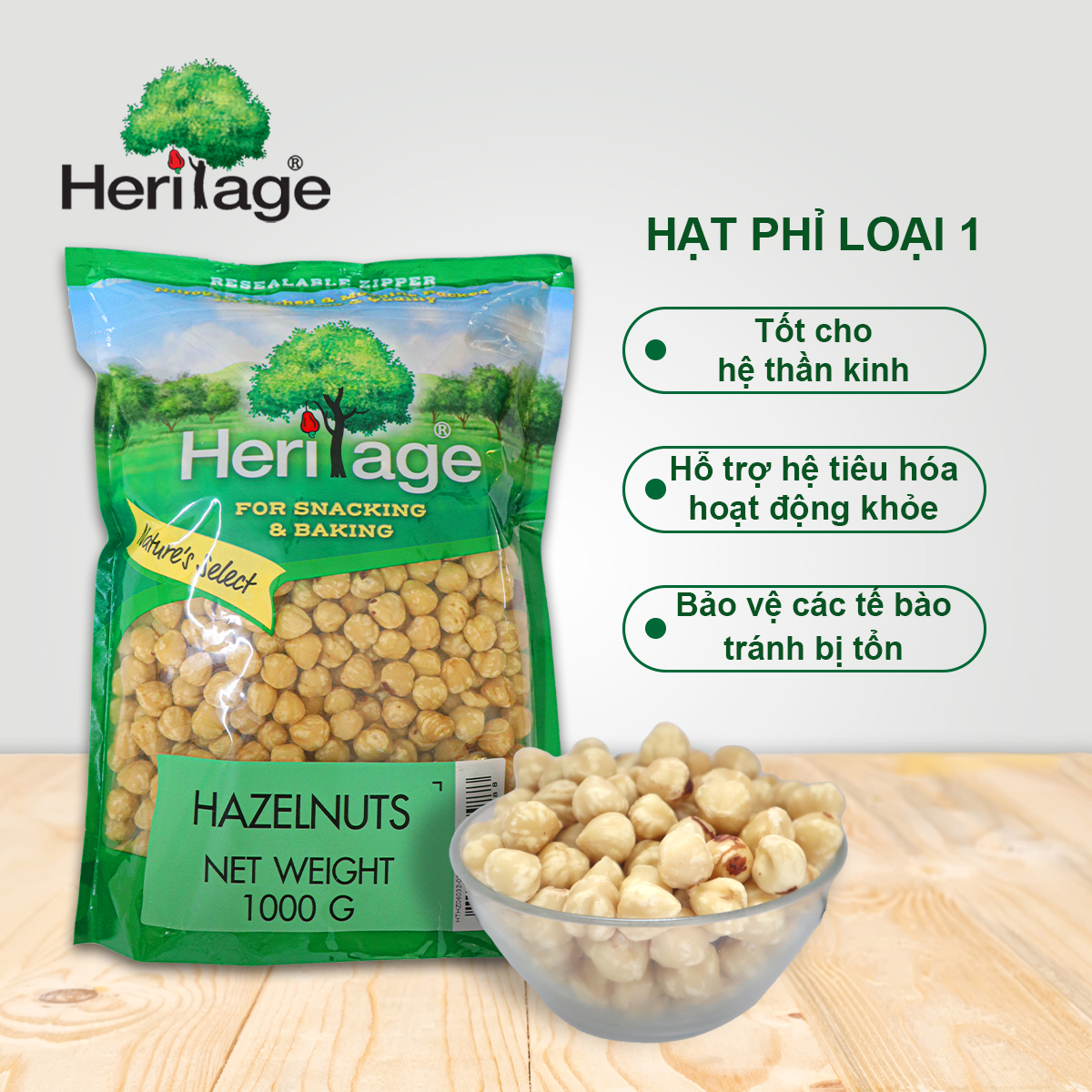 NHÂN HẠT PHỈ HERITAGE THÁI LAN 1KG-Hazelnut