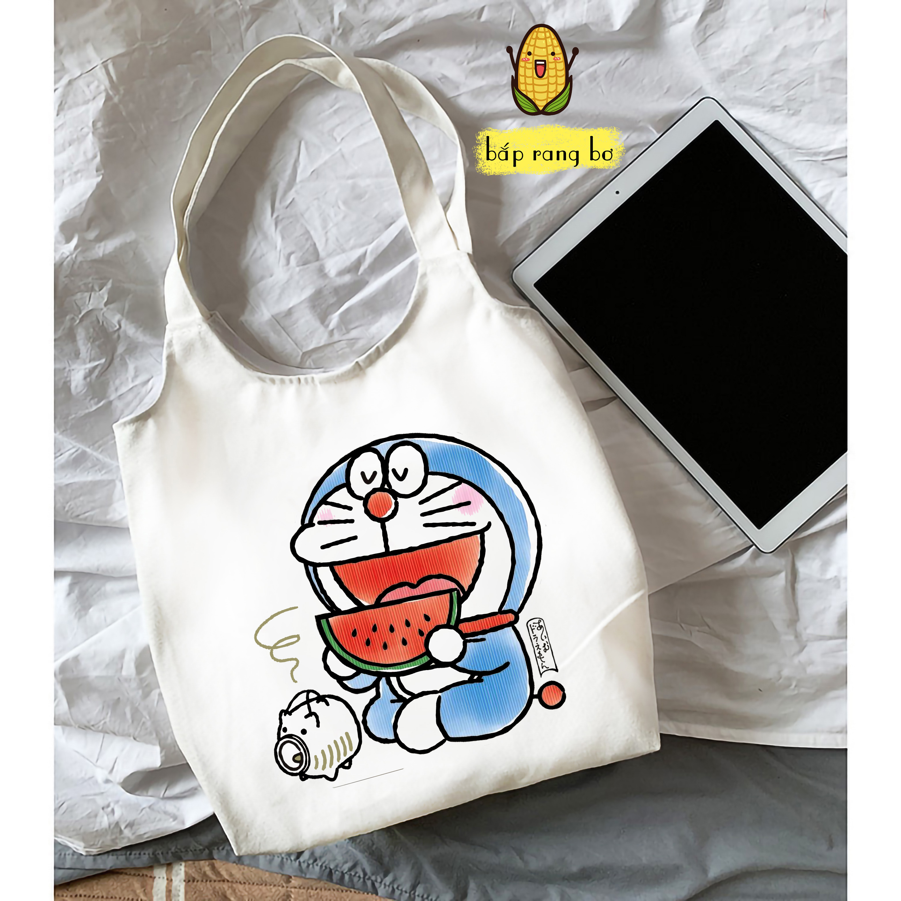 TÚI TOTE TRÒN DORAEMON P2 [CÓ KHÓA + TÚI CON] - VẢI CANVAS