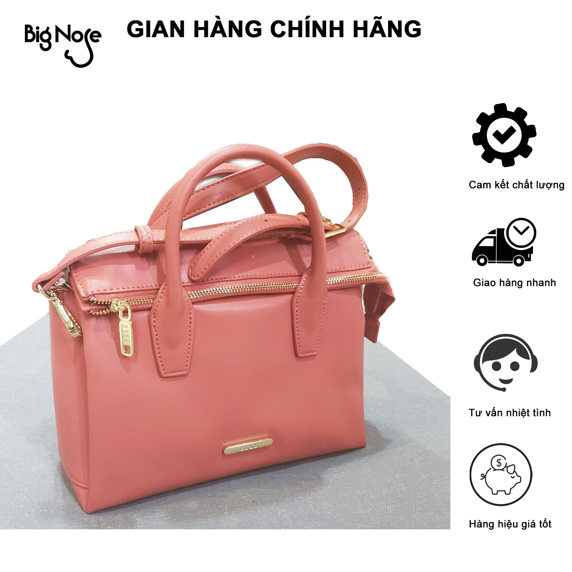 Xả lỗ-thanh lý bignose dáng hộp - túi xách pháp - túi thời trang hàng hiệu - màu hồng da