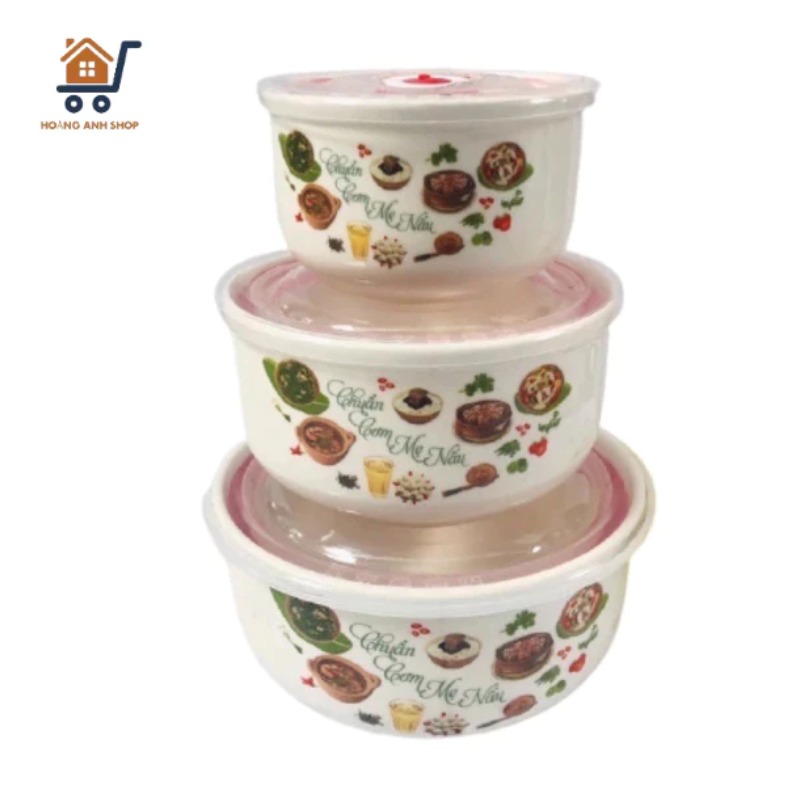 (XẢ KHO ) Bộ 2 Thố Sứ, 3 Thố Sứ Tô Sứ - Nắp Hút Chân Không - Tráng Men Cao Cấp