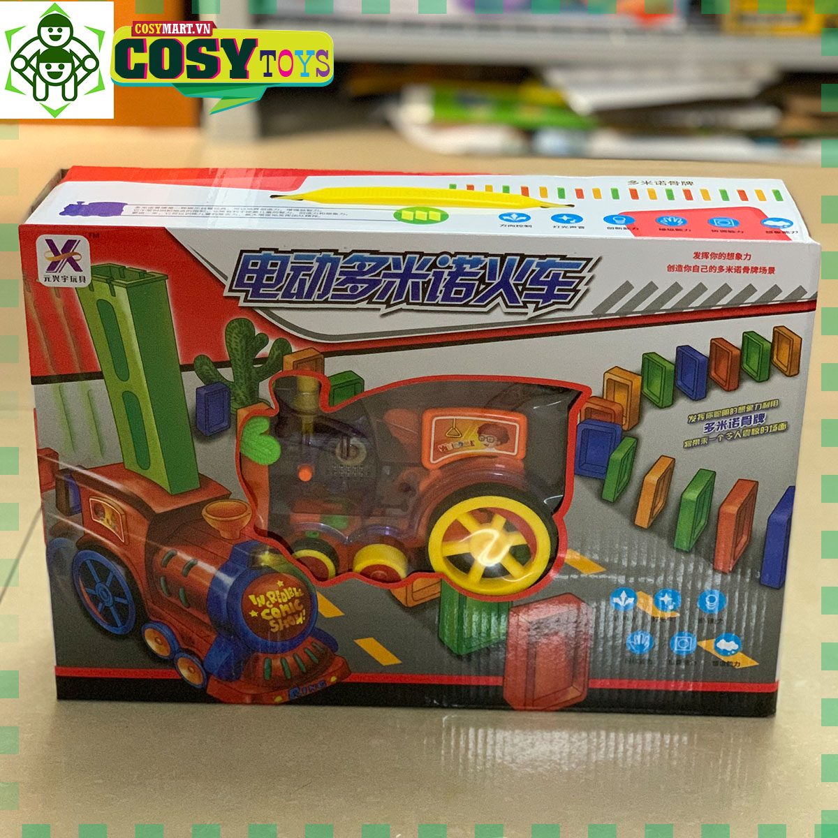 Hộp đồ chơi xe lửa xếp domino tự động cho bé