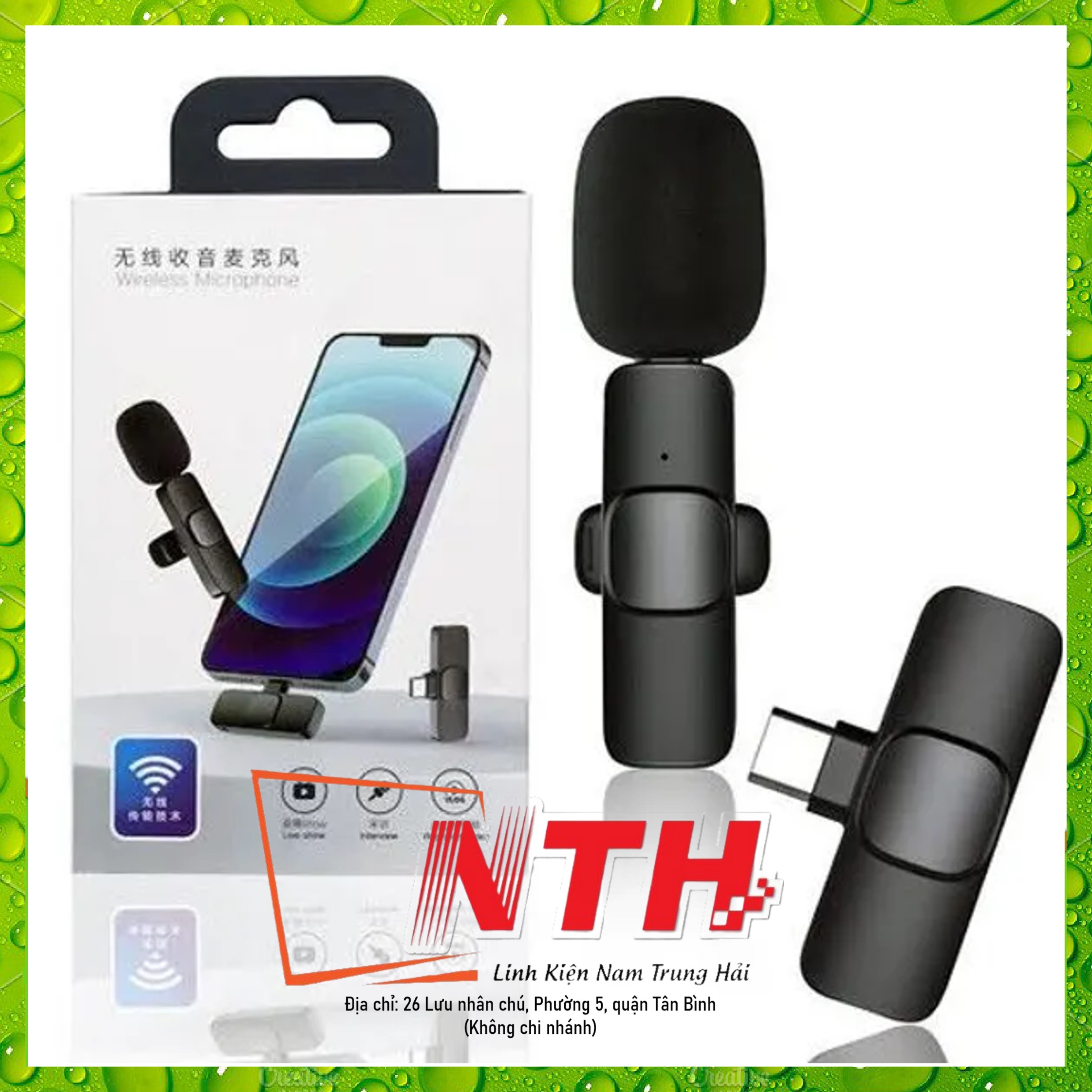 Bộ micro thu âm không dây k9-1 khử tiếng ồn để livestream ghi âm quay video cổng iphone -nth