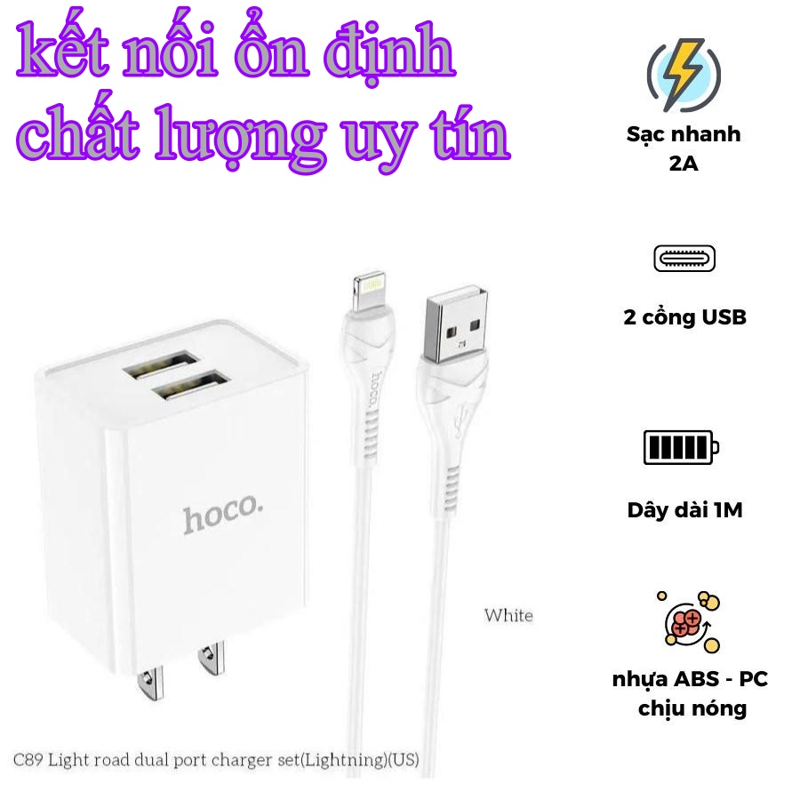 Bộ sạc HOCO chính hãng C89 (Lightning,TypeC, Micro)