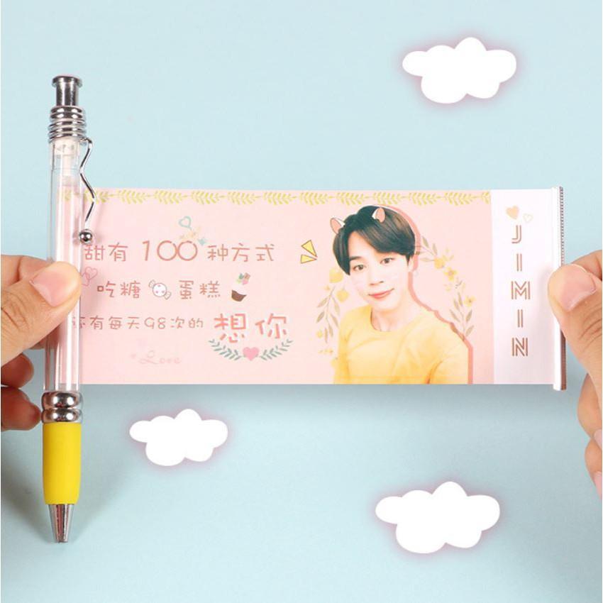 Bút Bi kéo hình BTS các thành viên