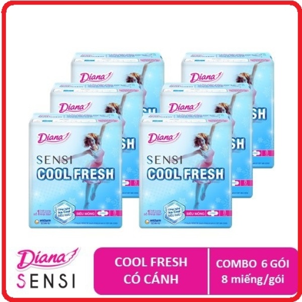 Lốc 6 gói băng vệ sinh Diana sensi cool fresh siêu mỏng (8 miếng) giá rẻ