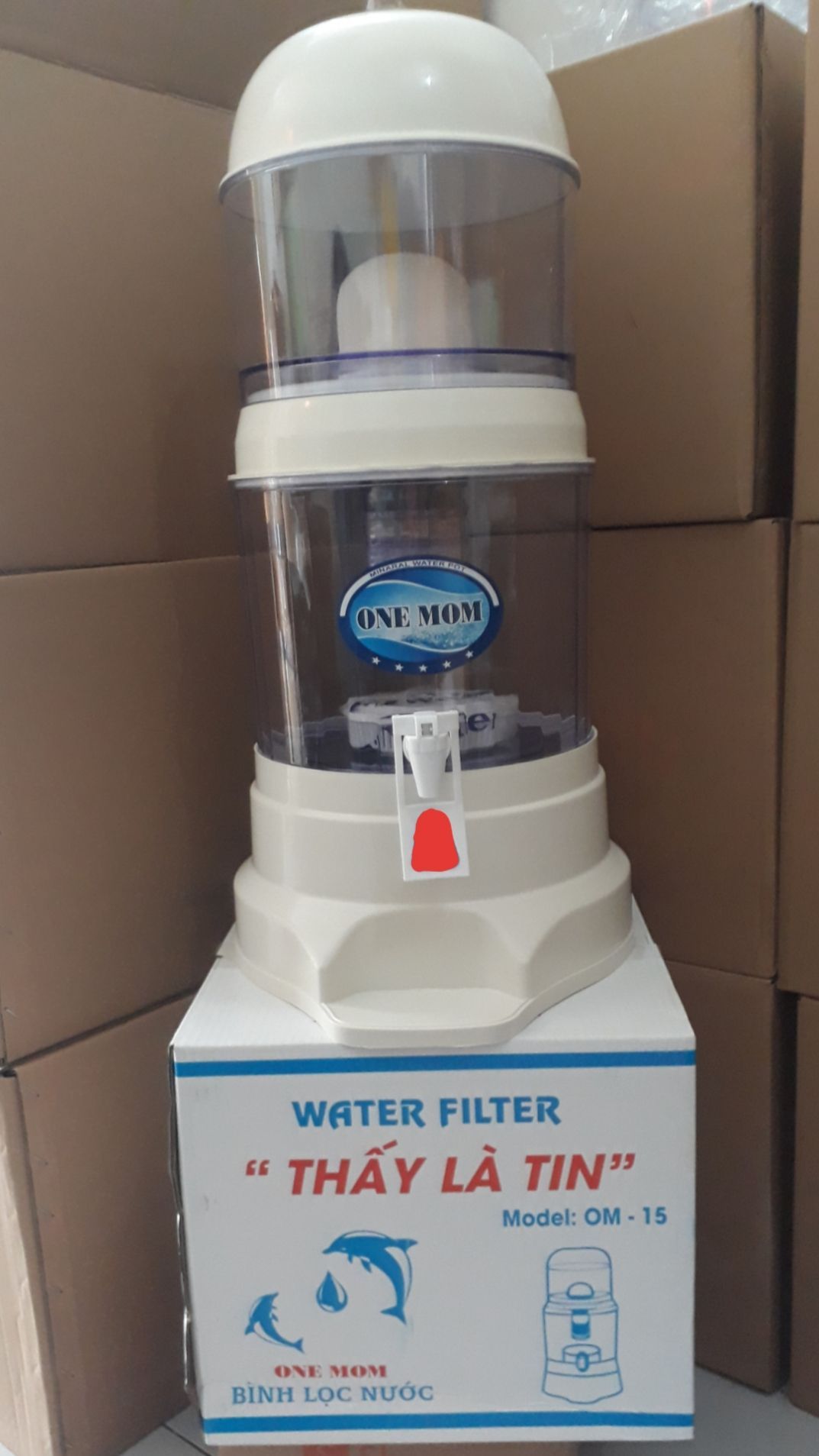[HCM]Bình lọc nước gđ ONE MOM (15L) vòi trắng