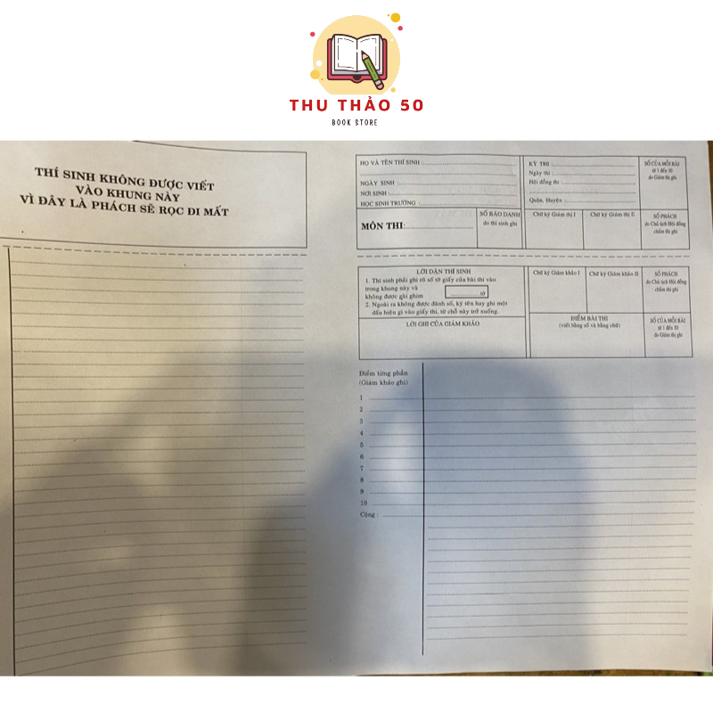 Giấy thi A3, giấy viết văn phách dọc , phách ngang ( 50 / 100 tờ).