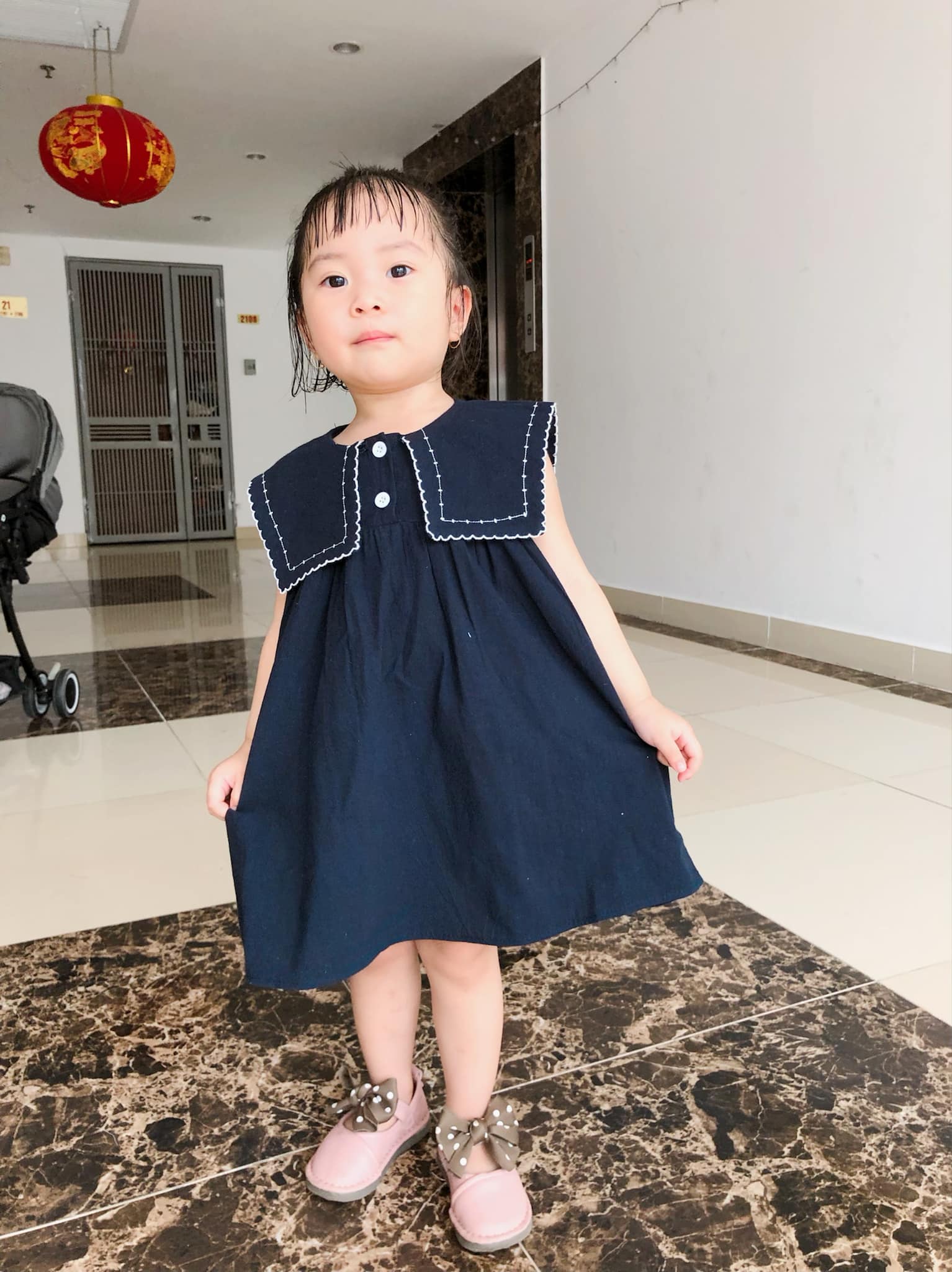 [HÀNG HOT XẢ KHO GIÁ RẺ] VÁY SUÔNG CỔ BÔNG SEN CỰC XINH CHO BÉ