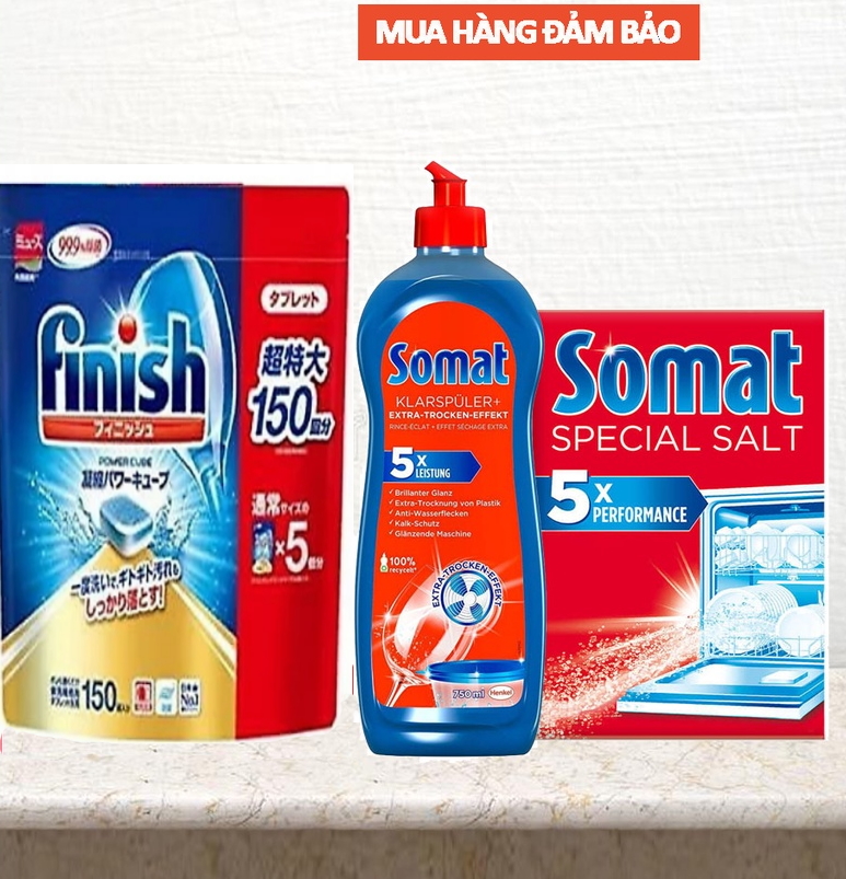 Viên rửa bát Somat 100 viên hoặc Nước làm bóng somat 750ml dùng cho máy rửa bát chén ly