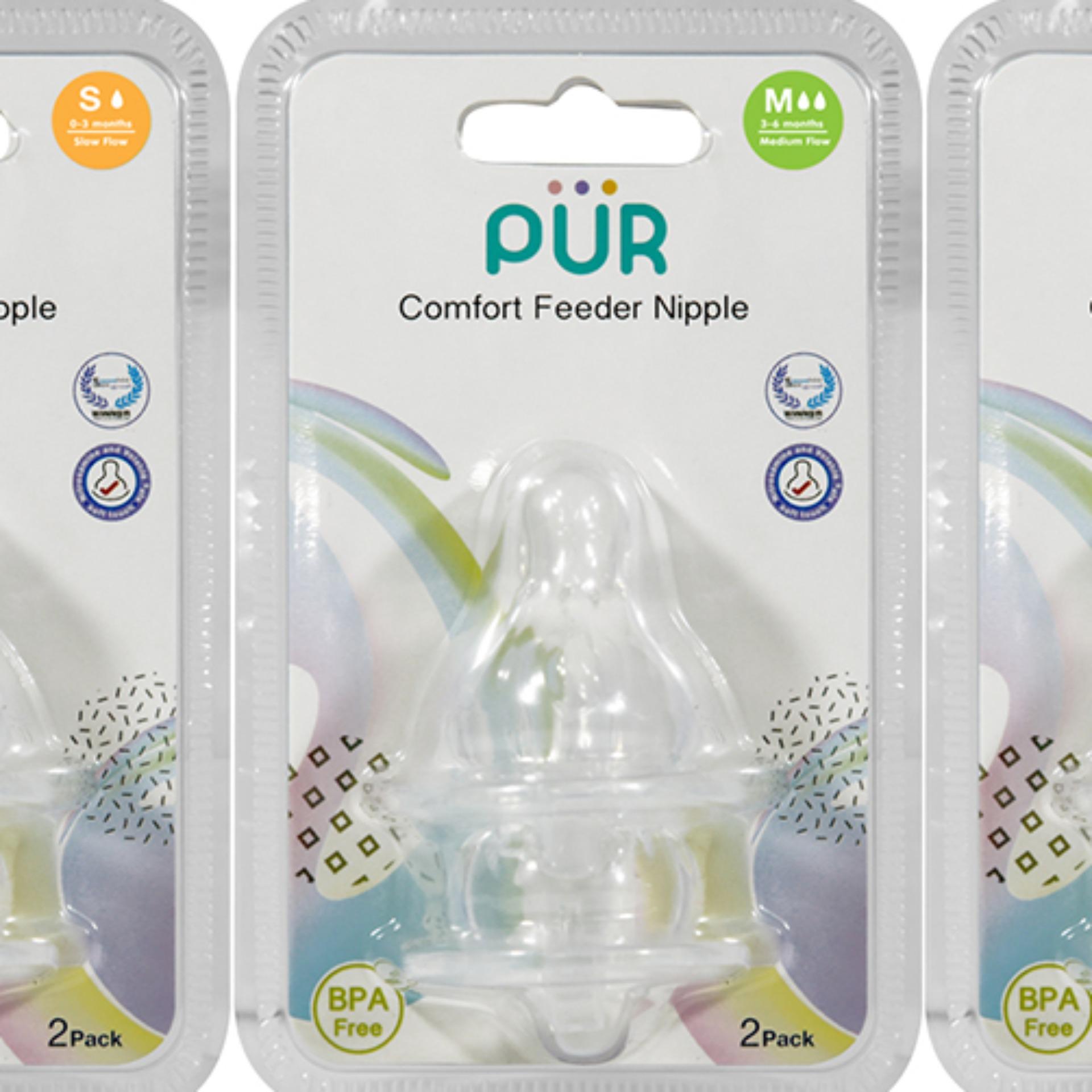 VỈ 2 NÚM TI CHO BÌNH CỔ THƯỜNG PUR COMFORT FEEDER