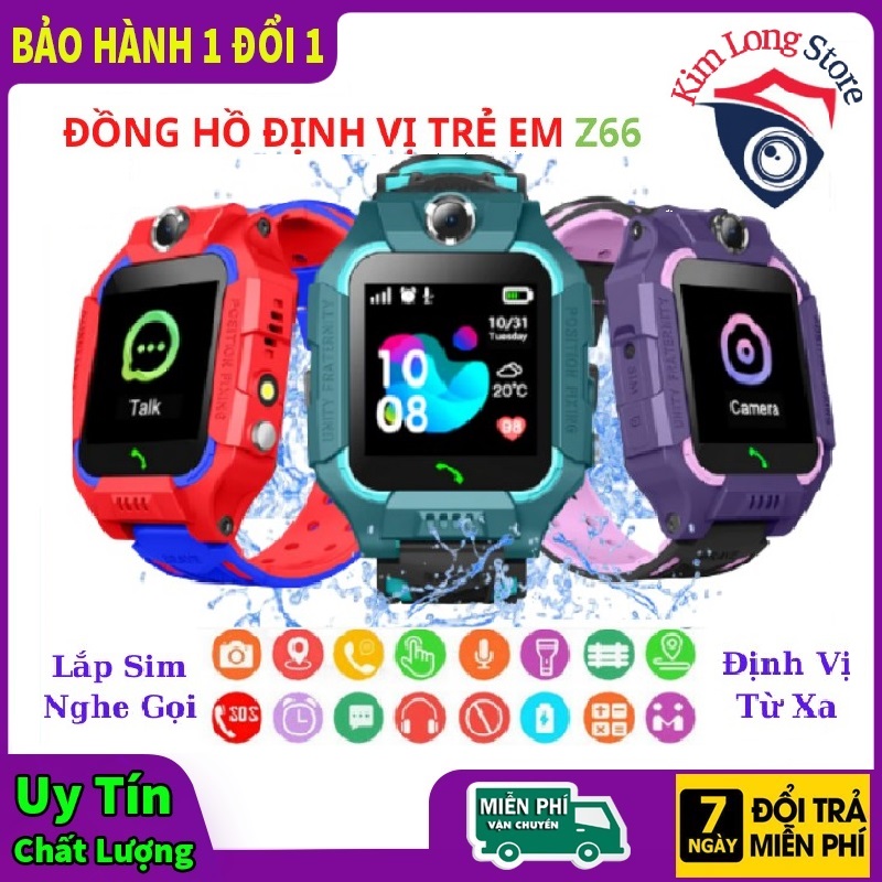 Đồng hồ Định vị Trẻ em ( Đồng hồ thông minh trẻ em) định vị Z66 Có thể lắp sim nghe gọi Chống nước tích hợp sim 3G