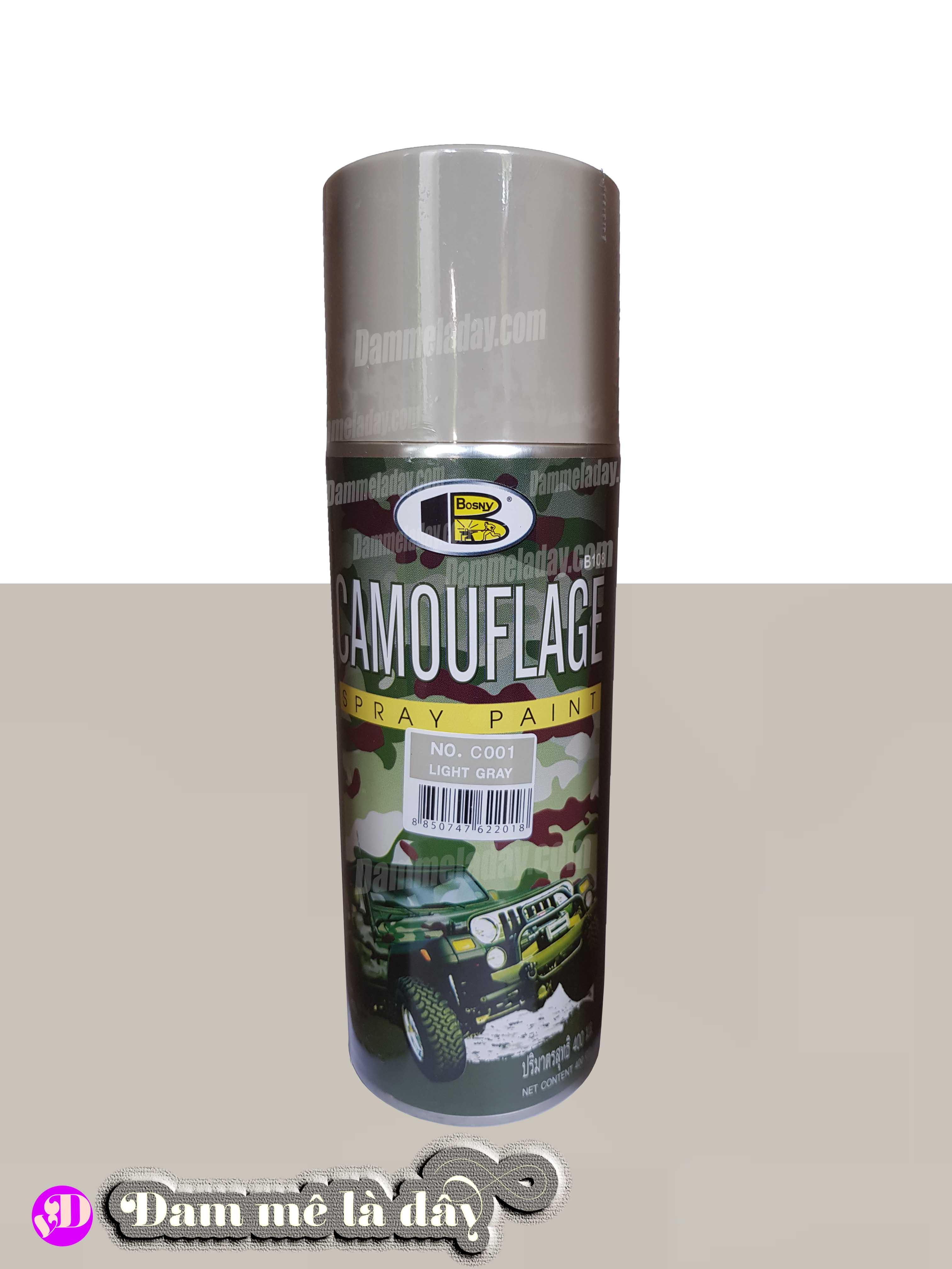 [HCM][Chính hãng] Sơn màu lính( Camouflage) Bosny - Light grey - 400ml Thái Lan