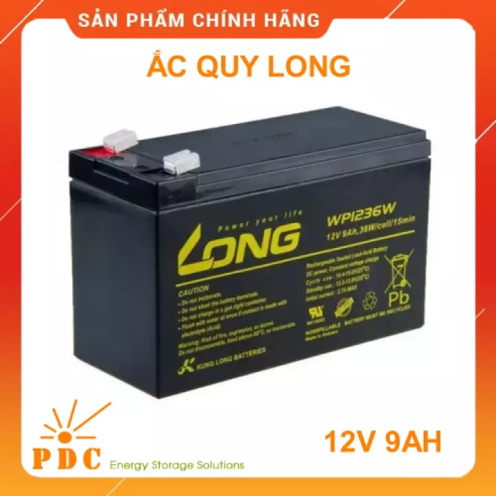 Ắc quy Long WP9-12SHR ( 12V-9Ah ) - Ắc quy Long 9A dùng cho UPS, lưu điện cửa cuốn, loa kéo