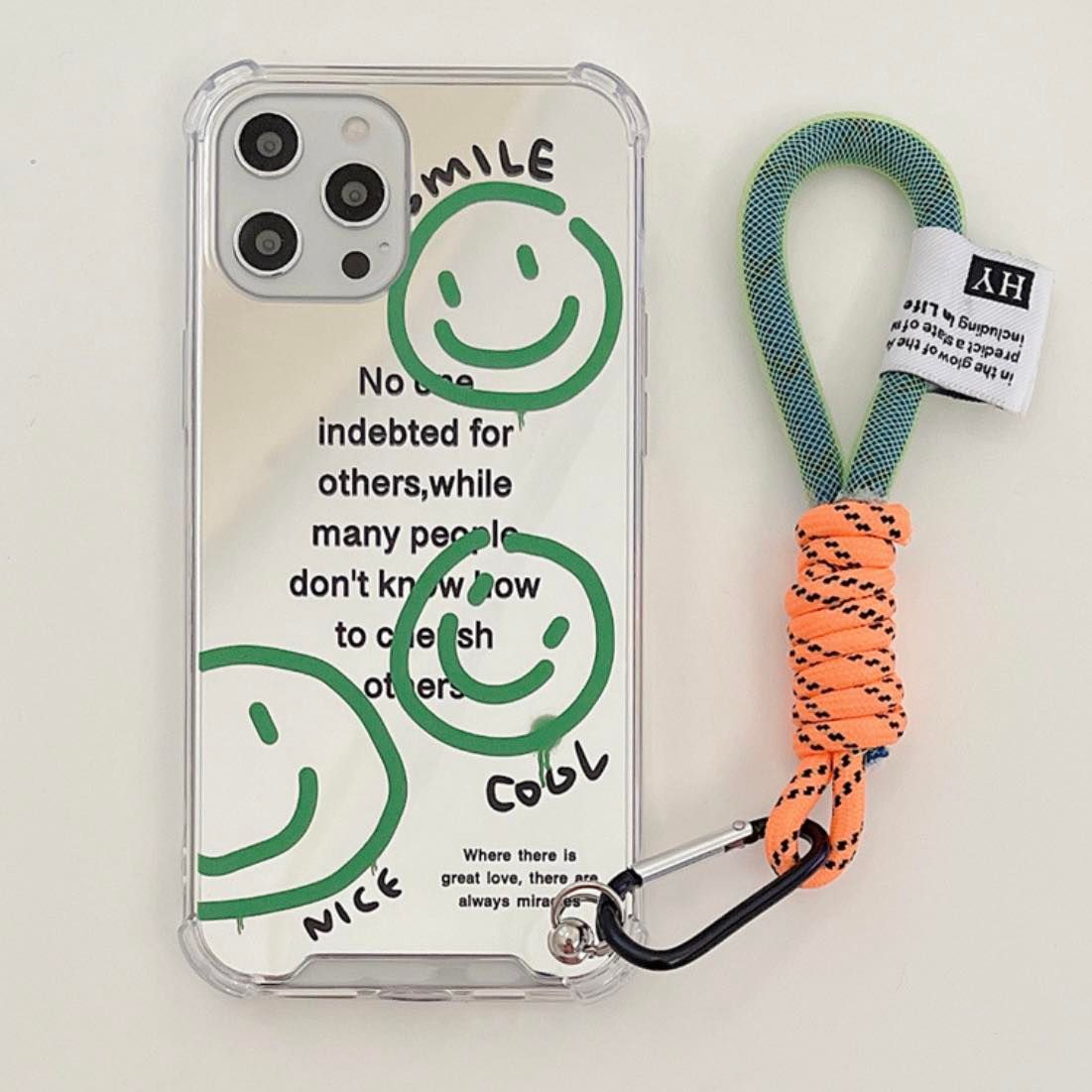 Ốp iphone full viền tráng gương kèm dây đeo