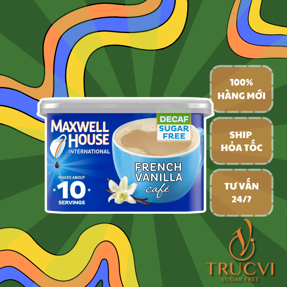 Cafe bột Không đường Không Cafein MaxWell House( eat clean, keto, tiểu đường)