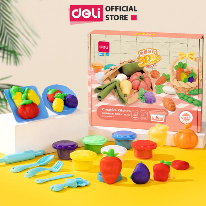 Bộ đồ chơi Đất nặn Deli - Máy làm Mì, Hamburger kèm dụng cụ và khuân - Màu tự nhiên, an toàn, không dính tay cho bé - Hình ảnh 10