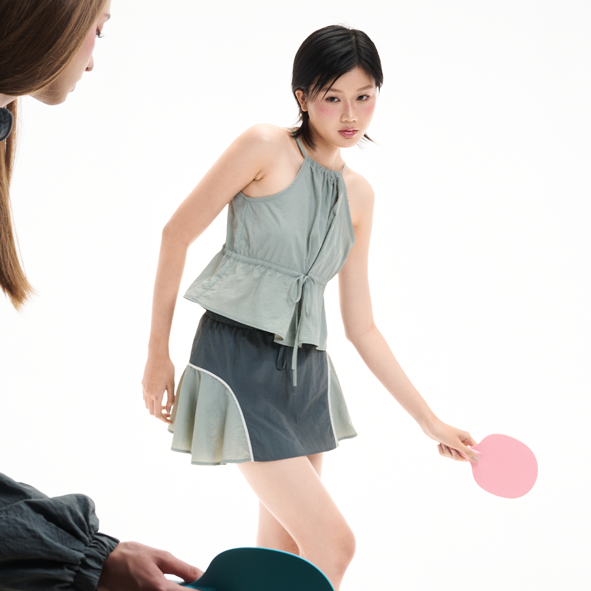 Dottie - áo cổ yếm vải dù - t0823