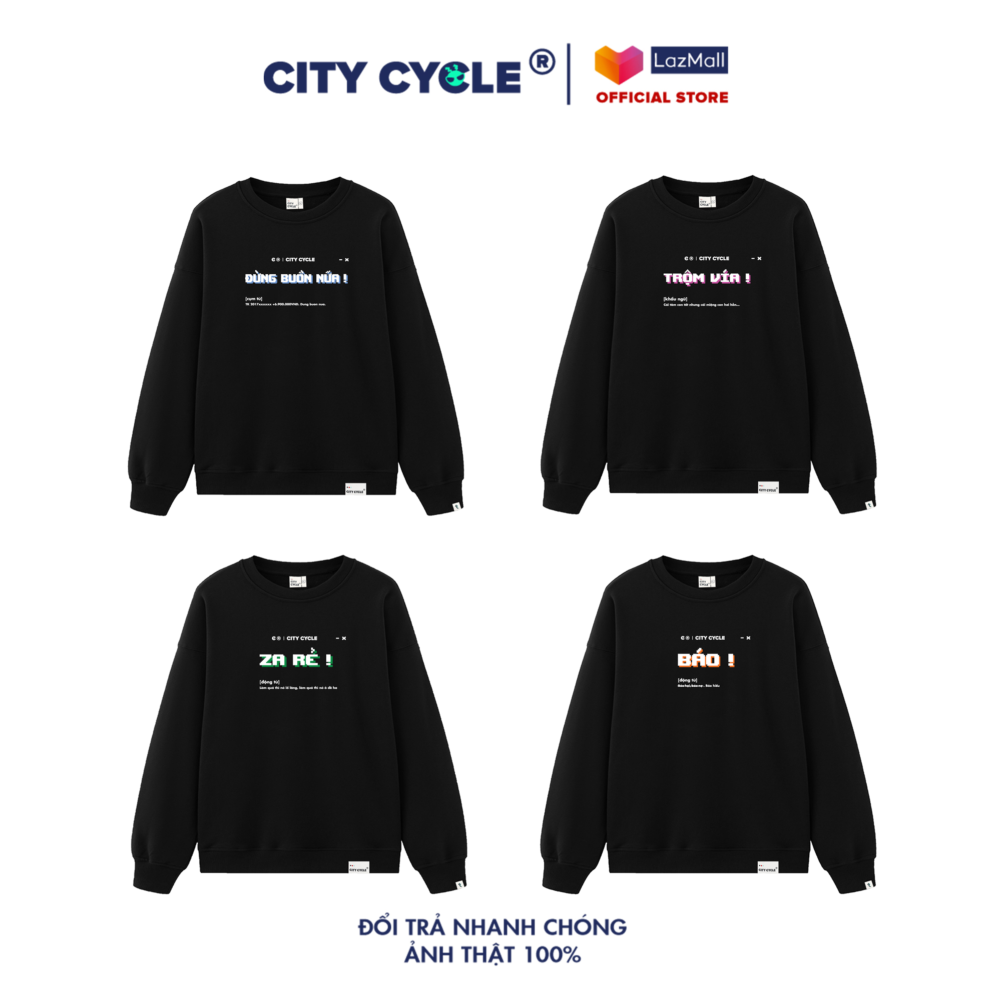 Áo sweater Slang City Cycle nỉ da cá form rộng oversize unisex Local Brand