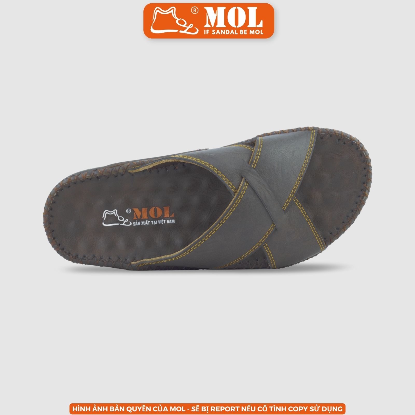 Dép nam quai chéo hiệu MOL da Bò HD4