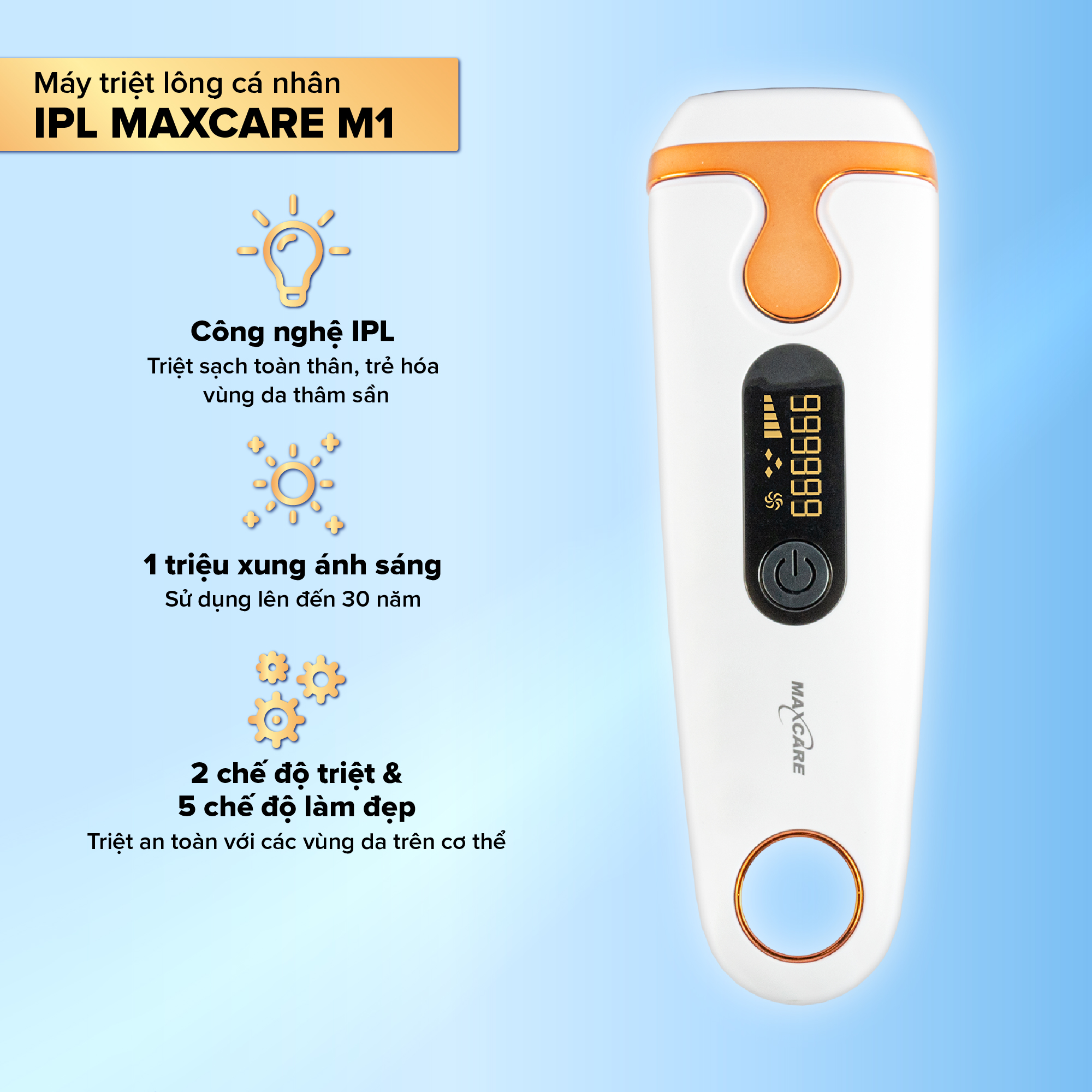 Máy triệt lông và trẻ hóa da cá nhân IPL Maxcare
