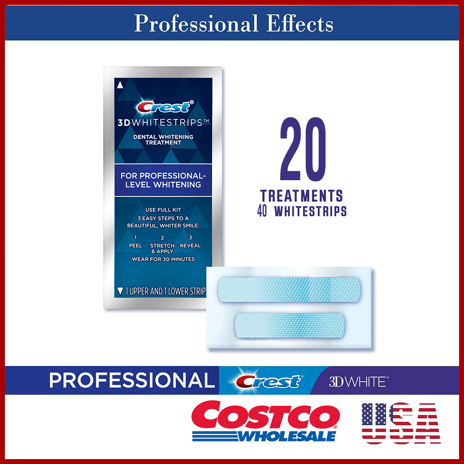 20 gói dán trắng răng Crest 3D Whitestrips Professional Effects Teeth Whitening Kit [HÀNG LOẠI 1 NỘI ĐỊA MỸ, CAM KẾT KHÔNG GIẢ]