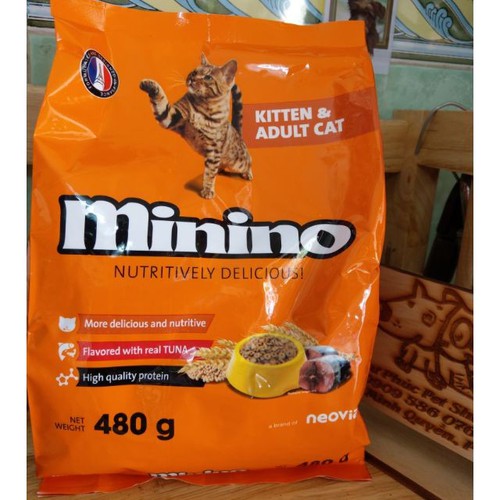 Thức ăn hạt cho mèo mọi lứa tuổi Minino bao 480g