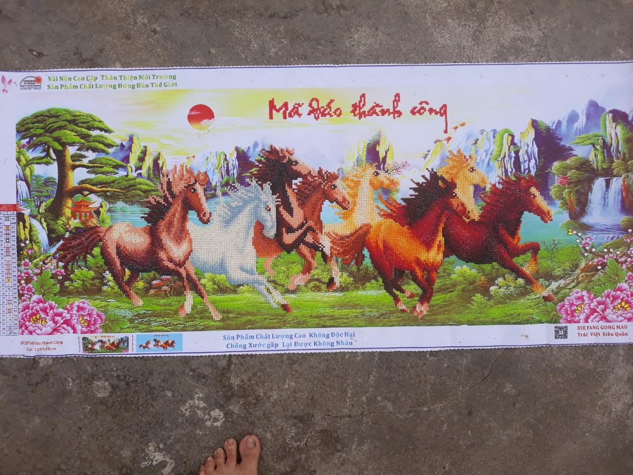 Tranh đính đá mã đáo thành công 110x48 cm (Thành phẩm chưa khung)