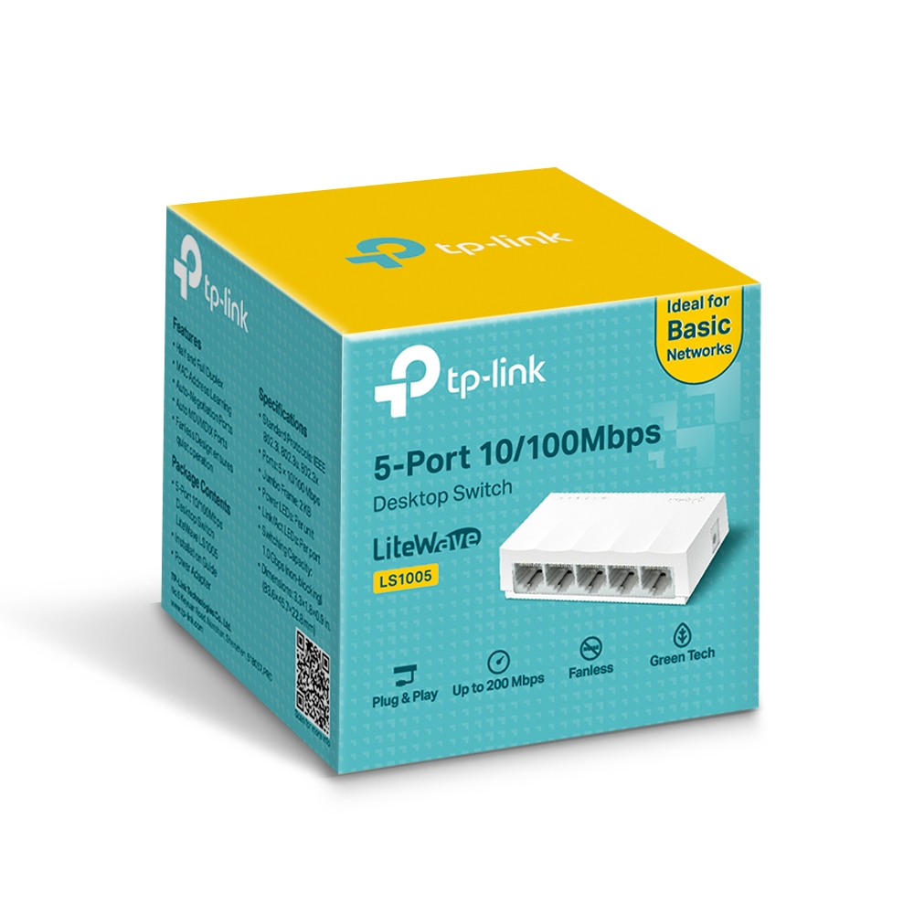 Bộ chia mạng switch TPLink TL-SF1005D, LS1005 5 Port (Trắng)