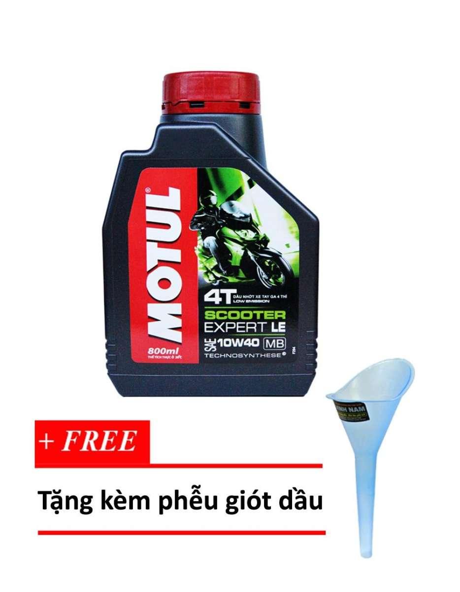 [HCM]Nhớt MOTUL xe tay ga Scooter Expert LE 10W40 800ml tặng Phễu châm nhớt