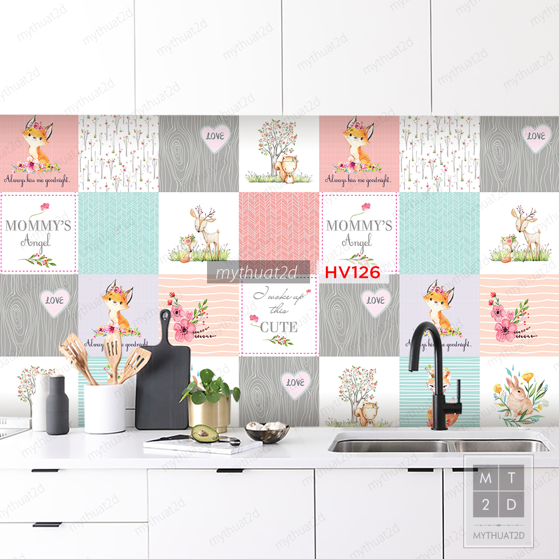 Decal gạch bông dán bếp, dán tường, dán phòng - HV126