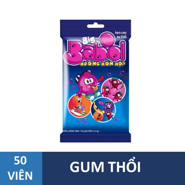 Kẹo Big Babol Hương Trái Cây Túi 170g 50 Viên
