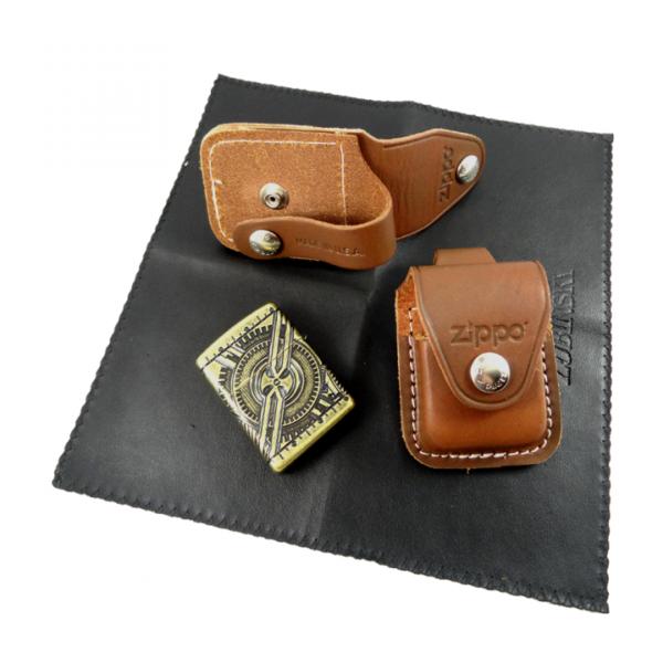 BAO DA ZIPPO CHUYÊN DỤNG MÀU NÂU